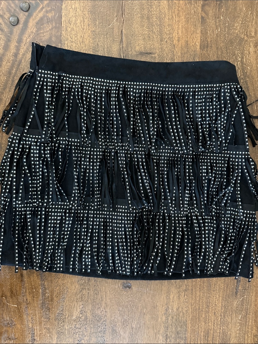 SHEIN Black Mini Skirt with Studded Fringe